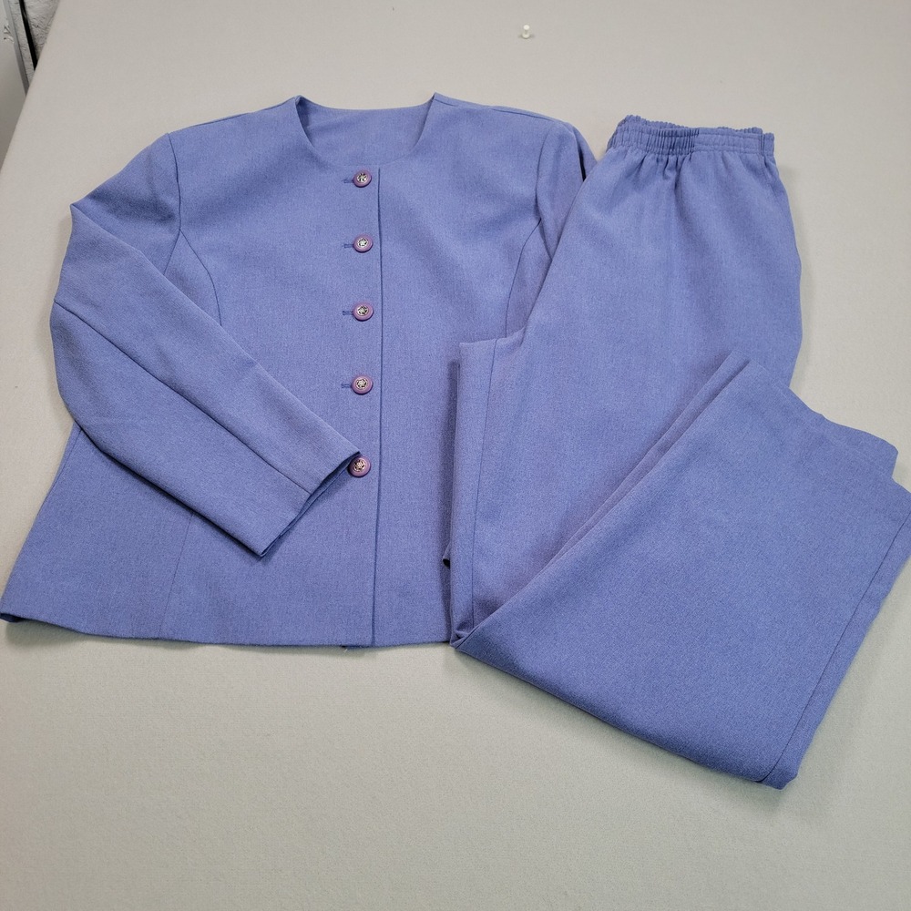 Southern Lady Blue Textured Pant Suit Set, Size 16/14,‎ Polished Look